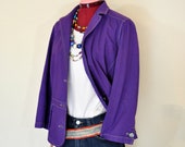 Violet Medium Denim JACKET - Purple Dyed Upcycled Repurposed Sigrid Olsen Denim Blazer Jacket - Adult Women Sz 12 Medium (40 quot chest)