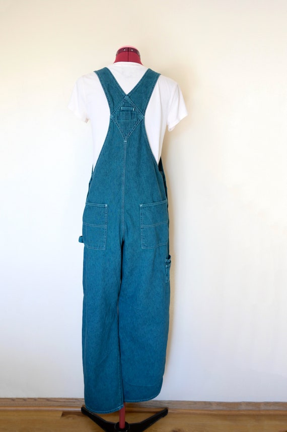 Teal Medium Bib OVERALL Pants -Turquoise Green Dy… - image 5