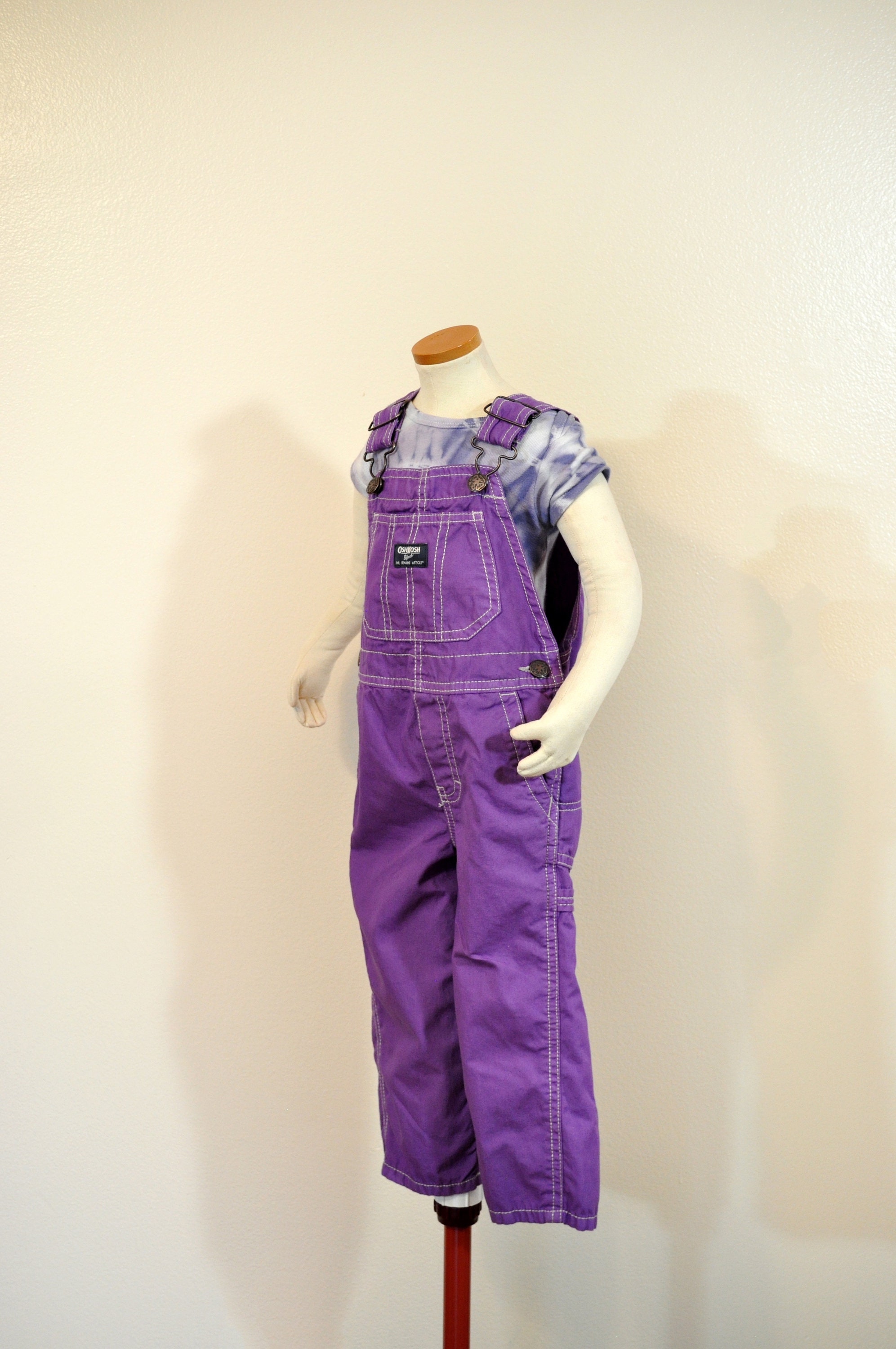Purple Dyed Kids 2T NEW Oshkosh Cotton Bib OVERALL Pants (24W X