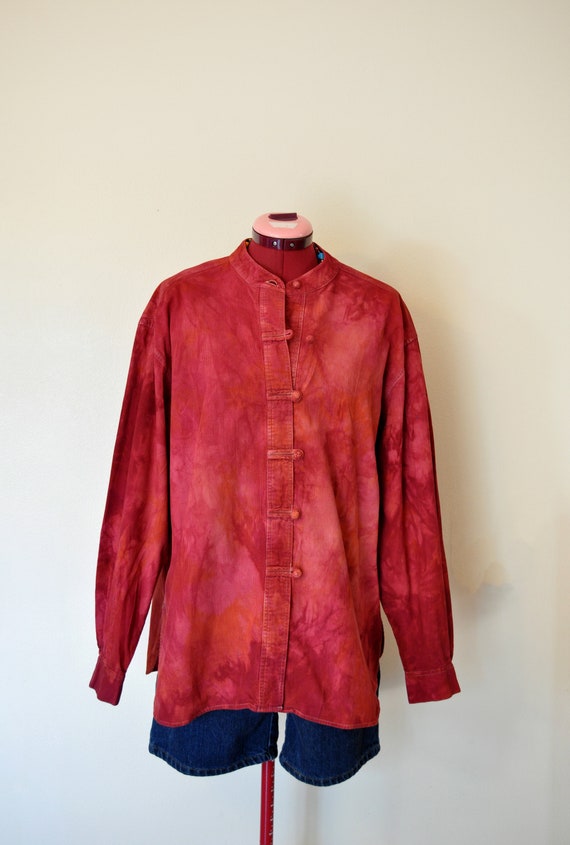 Red Large Cotton Jacket - Orange Cherry Red Dyed … - image 5