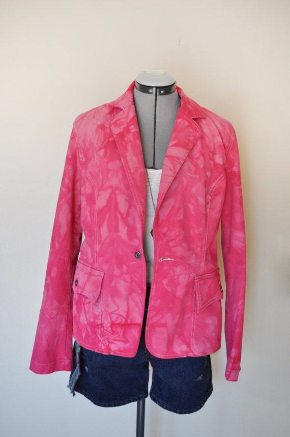 Pink Large Denim JACKET - Fuchsia Pink Hand Dyed … - image 3