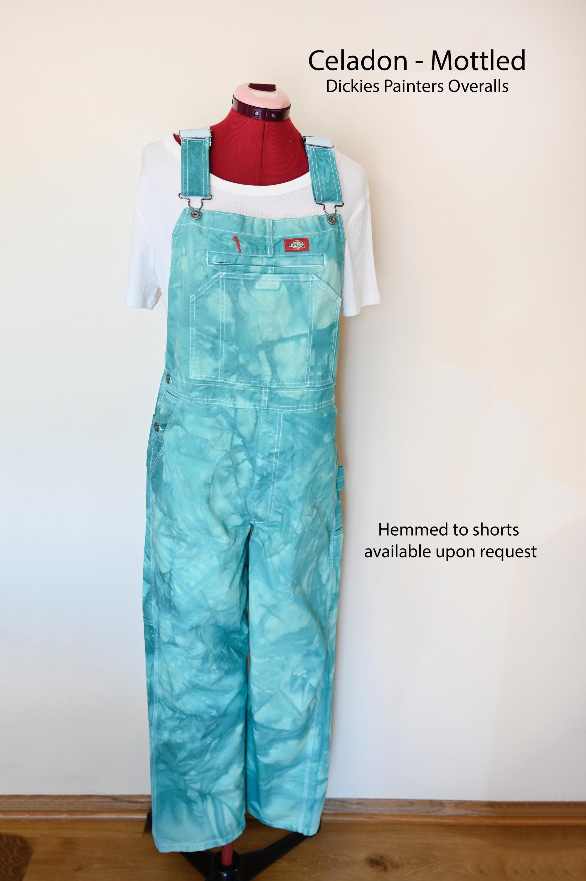 CUSTOM DYED Greens Dickies Painters Bib OVERALL Pants or Shorts
