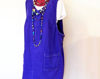 Purple Dyed Women's Extra Large Upcycled Denim DRESS (50" chest)
