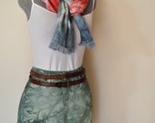 Green Sz 9 Denim Jean SKIRT  - Leafy Green Colored Dyed LEI Denim Straight A line Jean Skirt - Adult Women's Size 9 (32" waist)