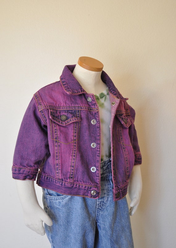 Kids Size 3-6 Mo. Denim Jean JACKET - Magenta Hand