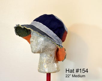 Dyed Upcycled Denim Adult Medium 22" Bucket HAT #154, 175-178