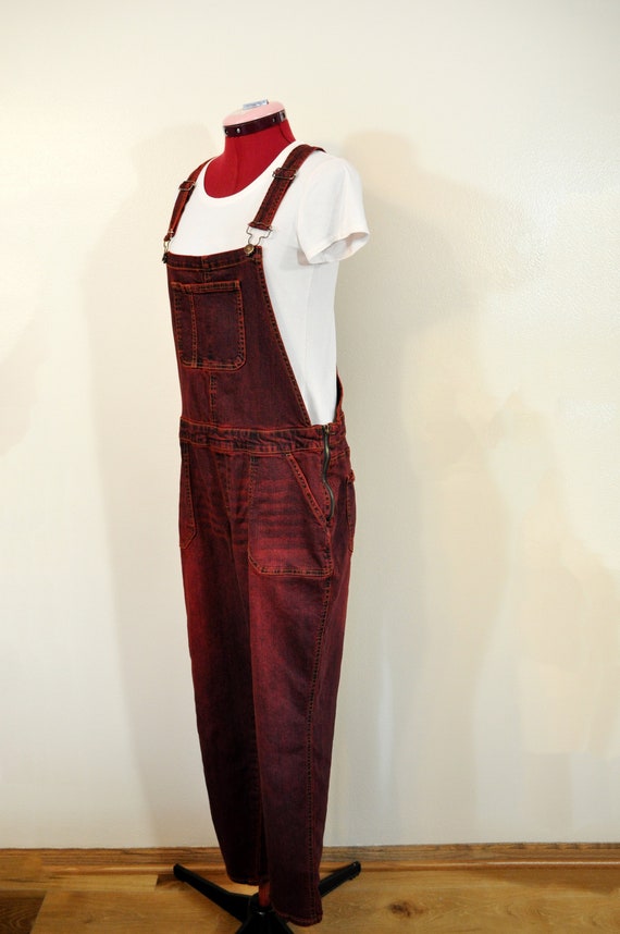 Red Jrs XL Bib OVERALL Pants Scarlet Red Dyed Upcycled No Boundaries Denim  Overalls Adult Womens Juniors 15/17 Extra Large 36 W X 29 L 