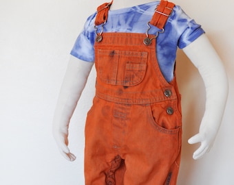 Salopette orange pour enfant 3-6 mois - teint à la main orange vintage baby Arizona denim salopette - nouveau-né 3-6 mois (10"W x 7"L)