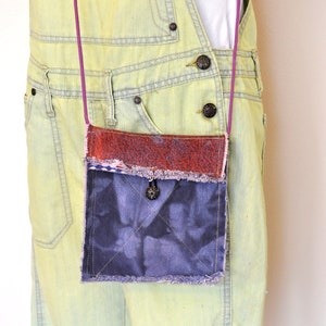 Dyed Denim Tasche HANDTASCHE - Hand Made Urban Upcycled Schwarz Orange Dyed Denim Geldbörse Over the Shoulder Mini Bag Tote 66