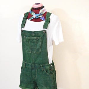 Green Dyed Womens Small Upcycled Mossimo Bib OVERALL Shorts (34W x 3L)