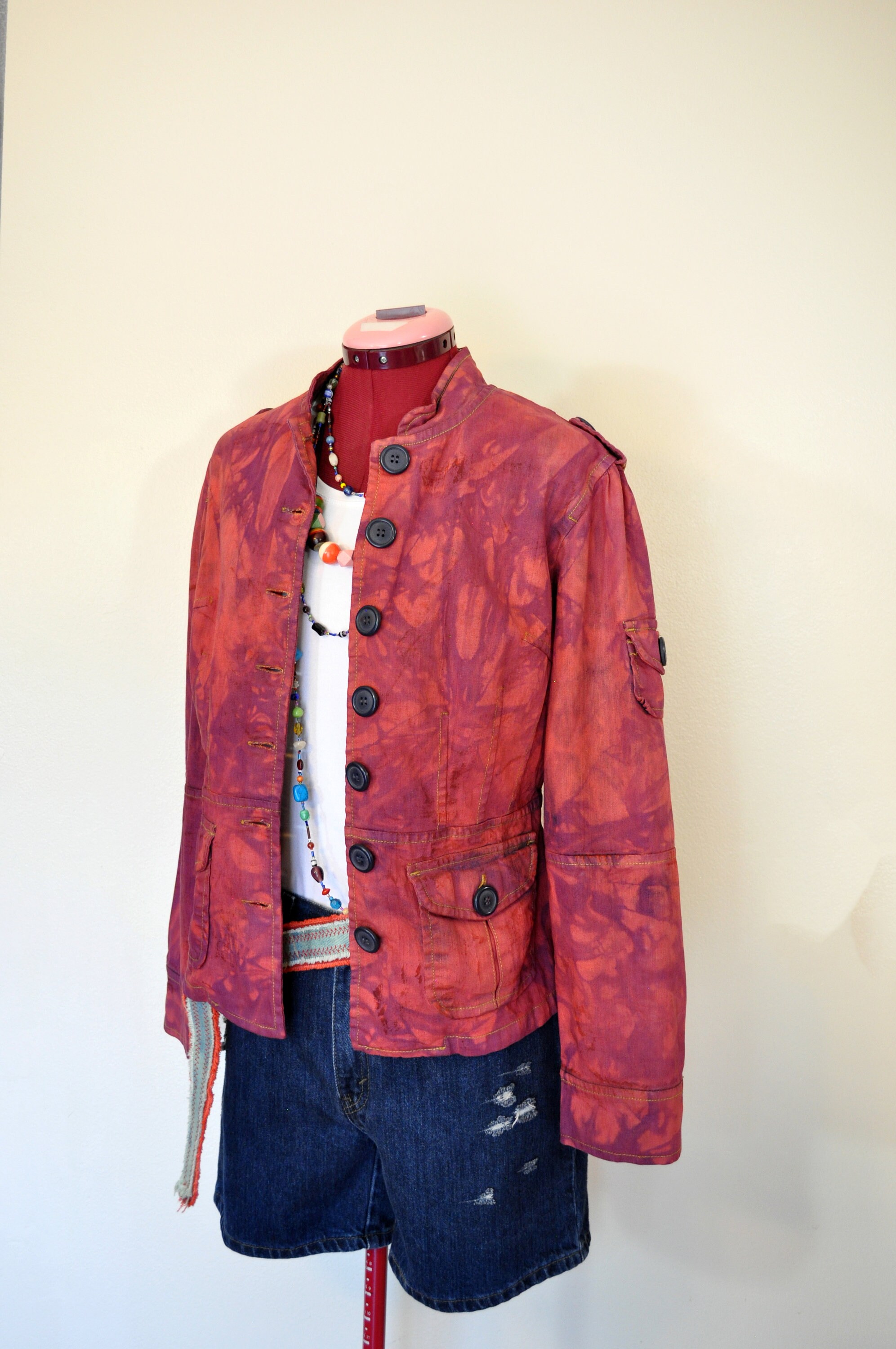 wine denim jacket