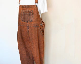 Orange Dyed Womens 20W Extra Large Upcycled StJohnsBay OVERALL Pants (46W x 30L)