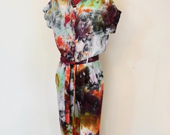 Violet Coral Ice Dyed Womens Small Upcycled Shop Stevie BODYSUIT (38 chest - 30 Waist)