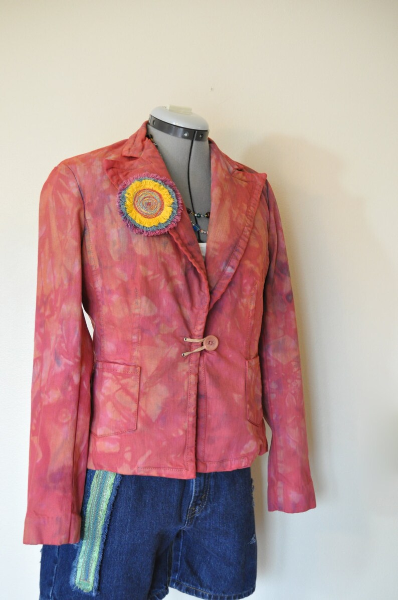 cherry red denim jacket