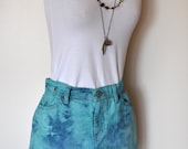 Aqua Sz 6 Denim Jean SKIRT  - Hand Dyed Teal  Dyed Denim Hipster Old Navy Denim Skirt -  Adult Womens Size 6 (32)