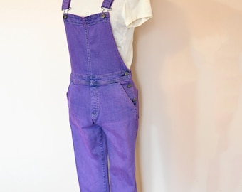 Lilac Dyed Womens Extra Small Upcycled Gap Denim Bib OVERALL Pants (32W x 28L)