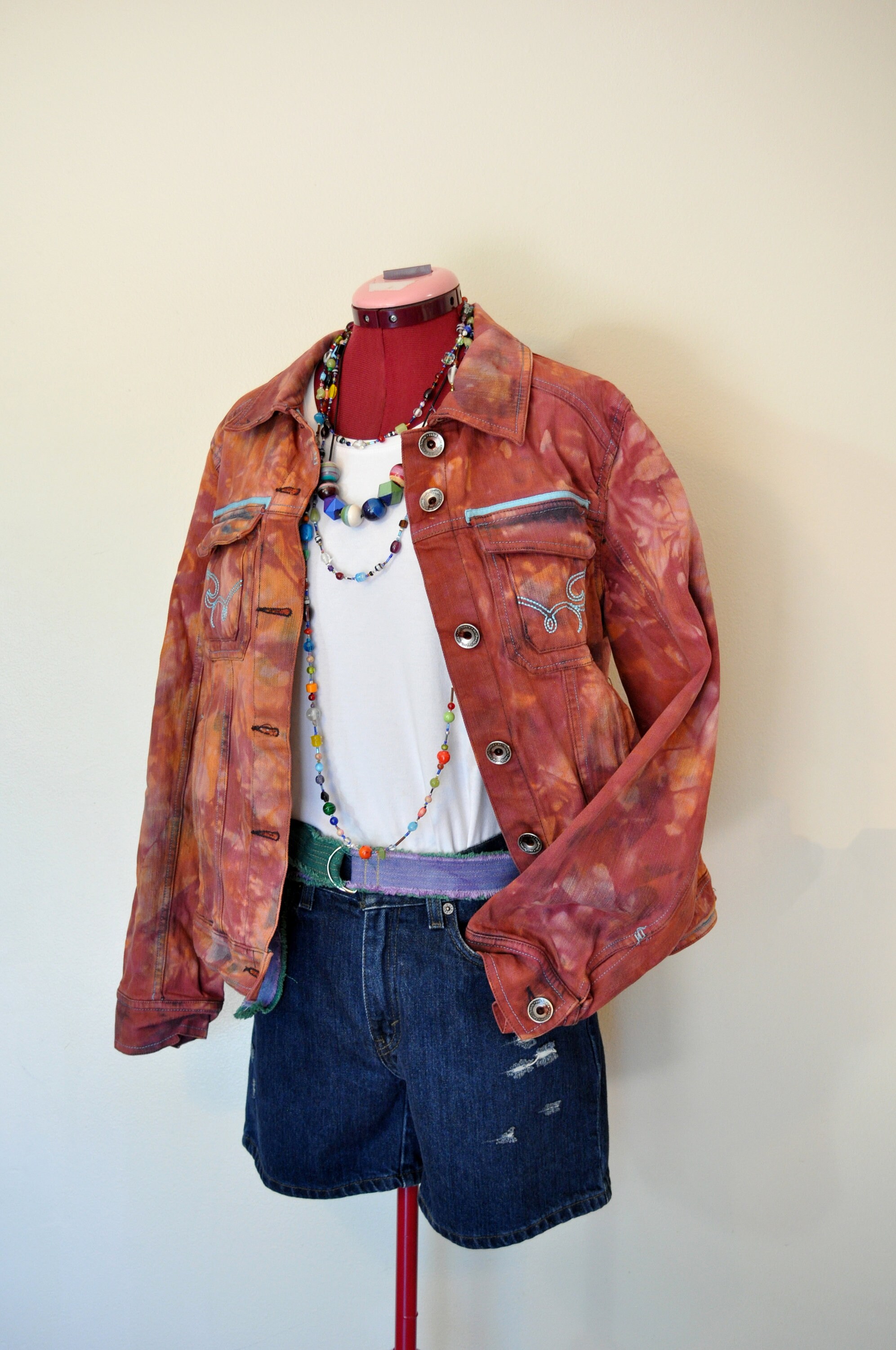 wine red denim jacket