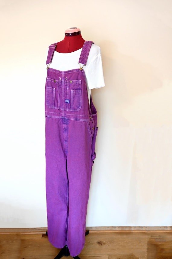 Violet Mens XL Bib OVERALL Cropped Pants Red Violet Solid Dyed
