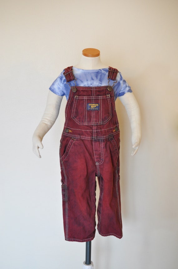 Maroon Kids 18 months Bib OVERALL Pants - Red Win… - image 2