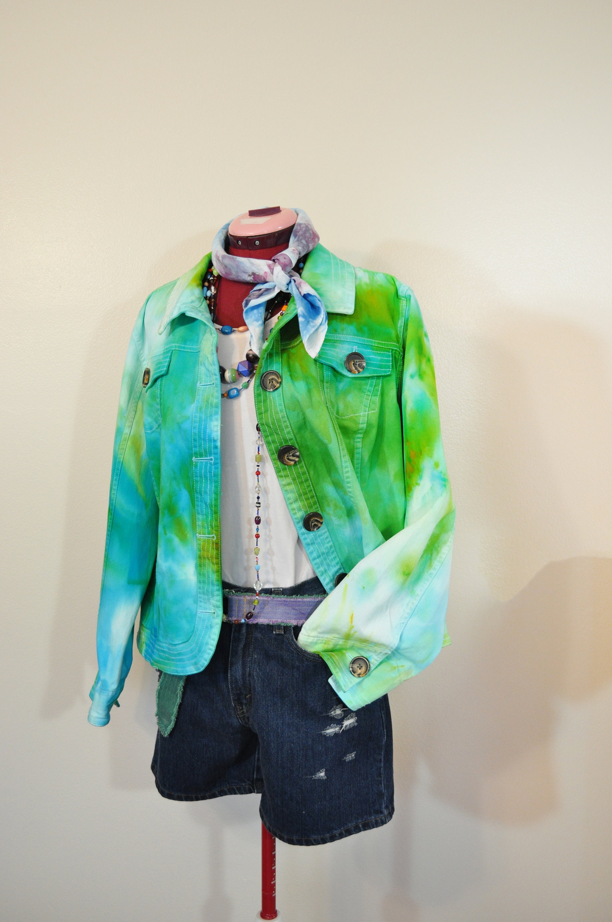 Blue Green XL Denim JACKET Aqua Green 
