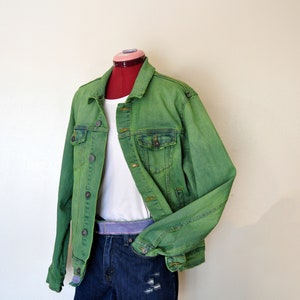 Green Mens Medium Denim JACKET Lime Green Dyed Vintage - Etsy