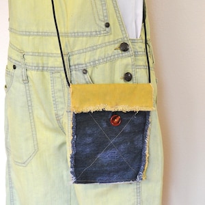 Gefärbte Denim Tasche HANDTASCHE - Hand Made Urban Upcycled Gold Grün Gefärbte Denim Geldbörse Over the Shulter Mini Bag Tote 43