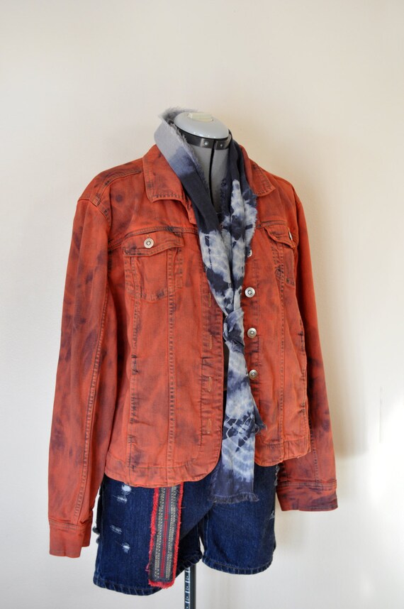 orange denim jacket womens