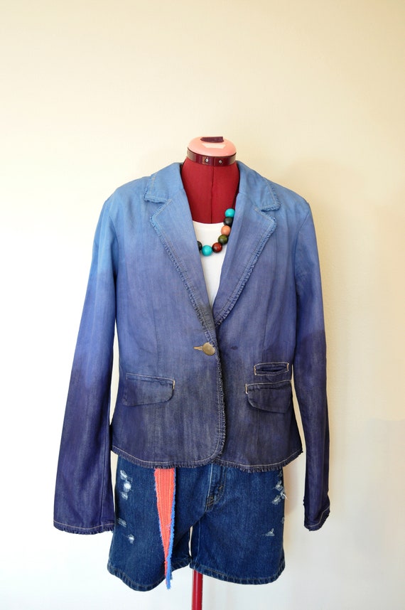 Blue Medium Denim Blazer JACKET - Royal Navy Blue… - image 3