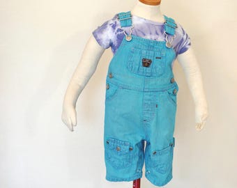 Aqua Dyed Kids 3 Months Upcycled Carters Denim Bib OVERALL Pants (20W x 6L)