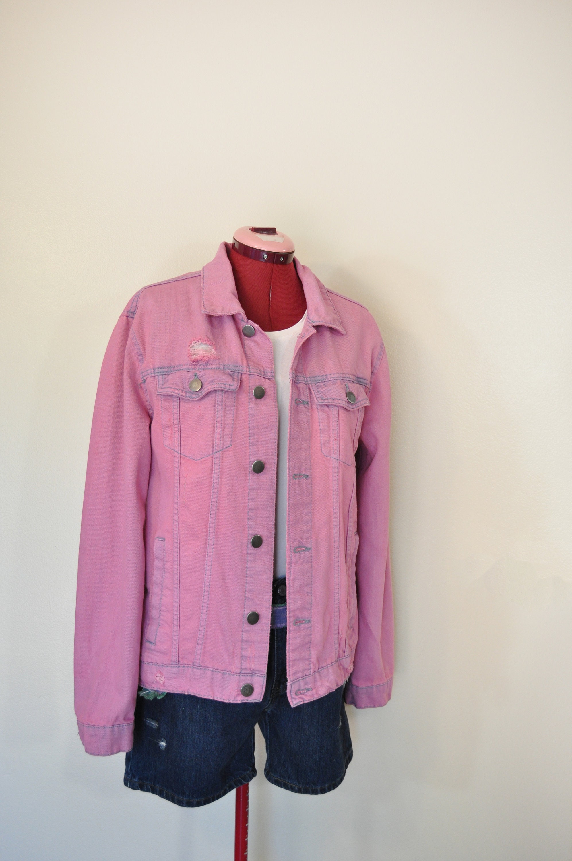 GIACCA di jeans media da uomo rosa Giacca da camionista in cotone