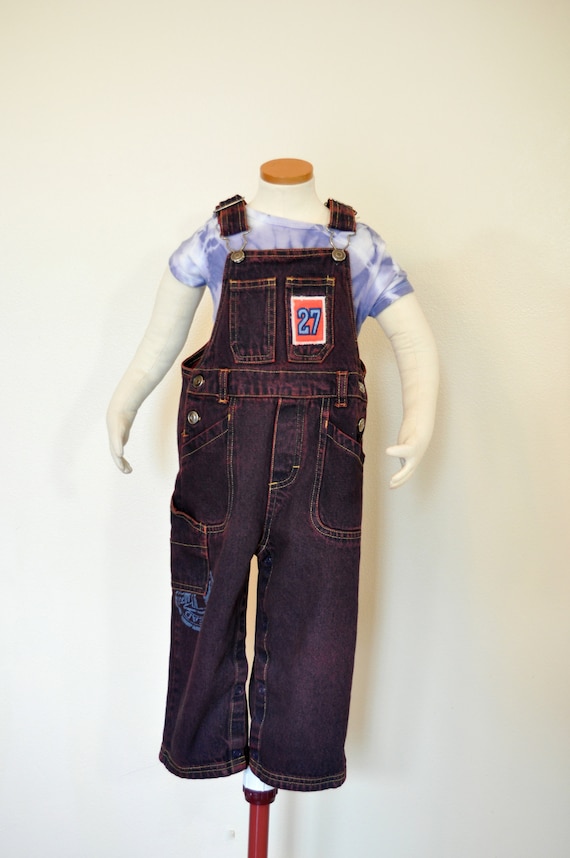 Red Kids 24 Mo Denim Bib OVERALL Pants - Wine Upcy