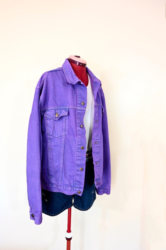 Violet Mens Large Denim JACKET - Purple Solid Dye… - image 3