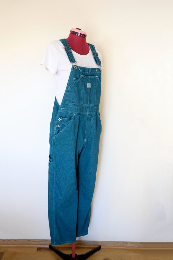 Teal Medium Bib OVERALL Pants -Turquoise Green Dy… - image 3