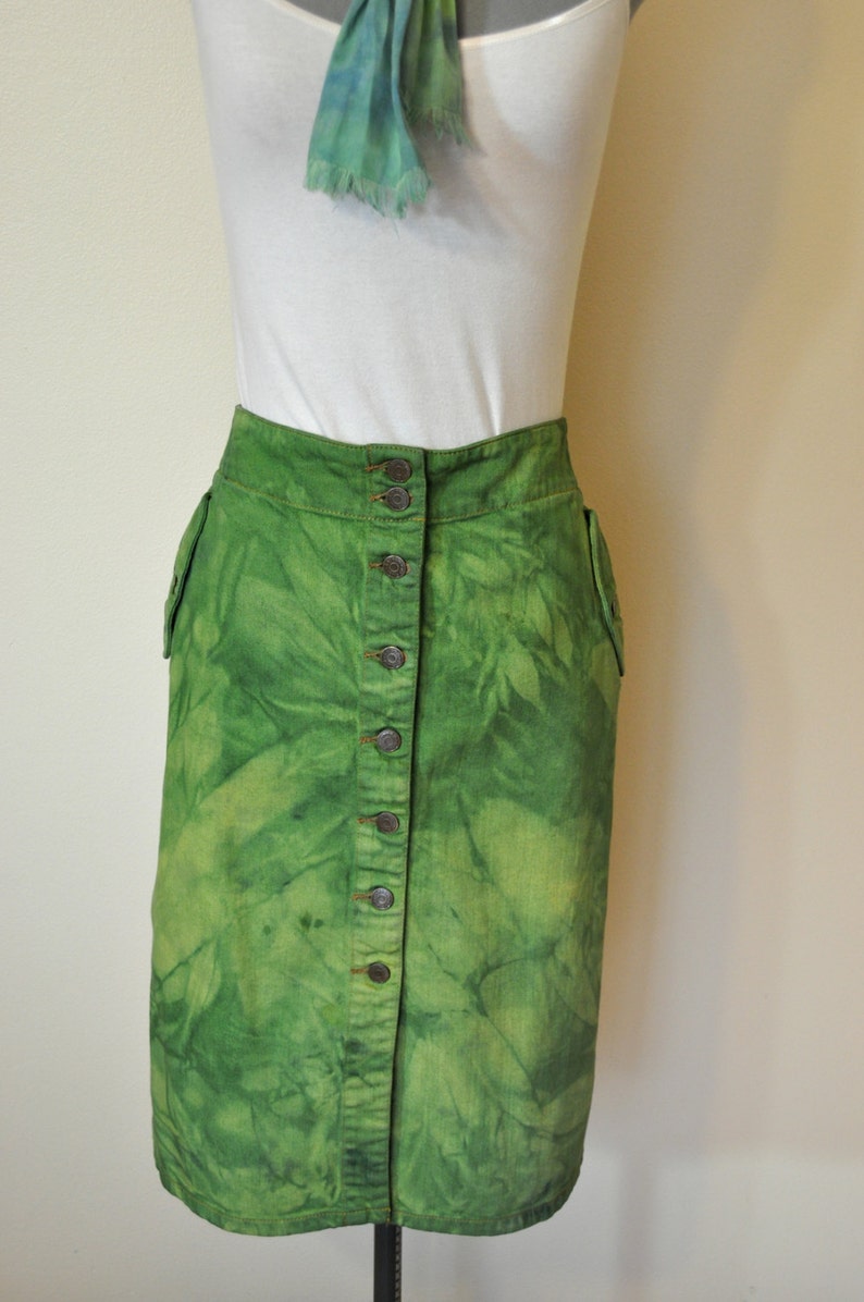dark green jean skirt
