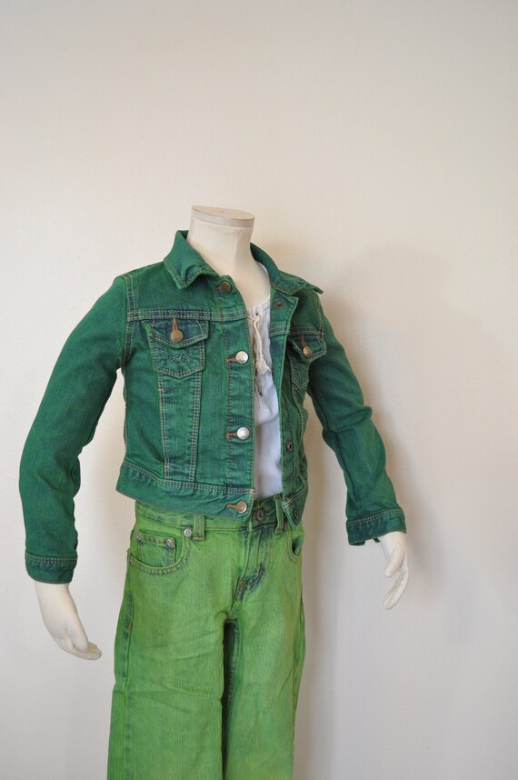 Kids Girls Sz 5/6 XS Denim JACKET - Kelly Green Dy