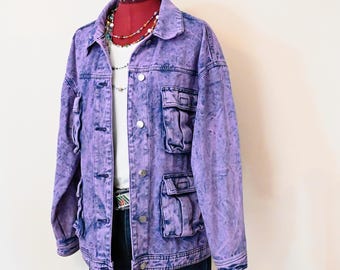 Purple Womens Medium Cotton JACKET - Lilac Lavender Dyed