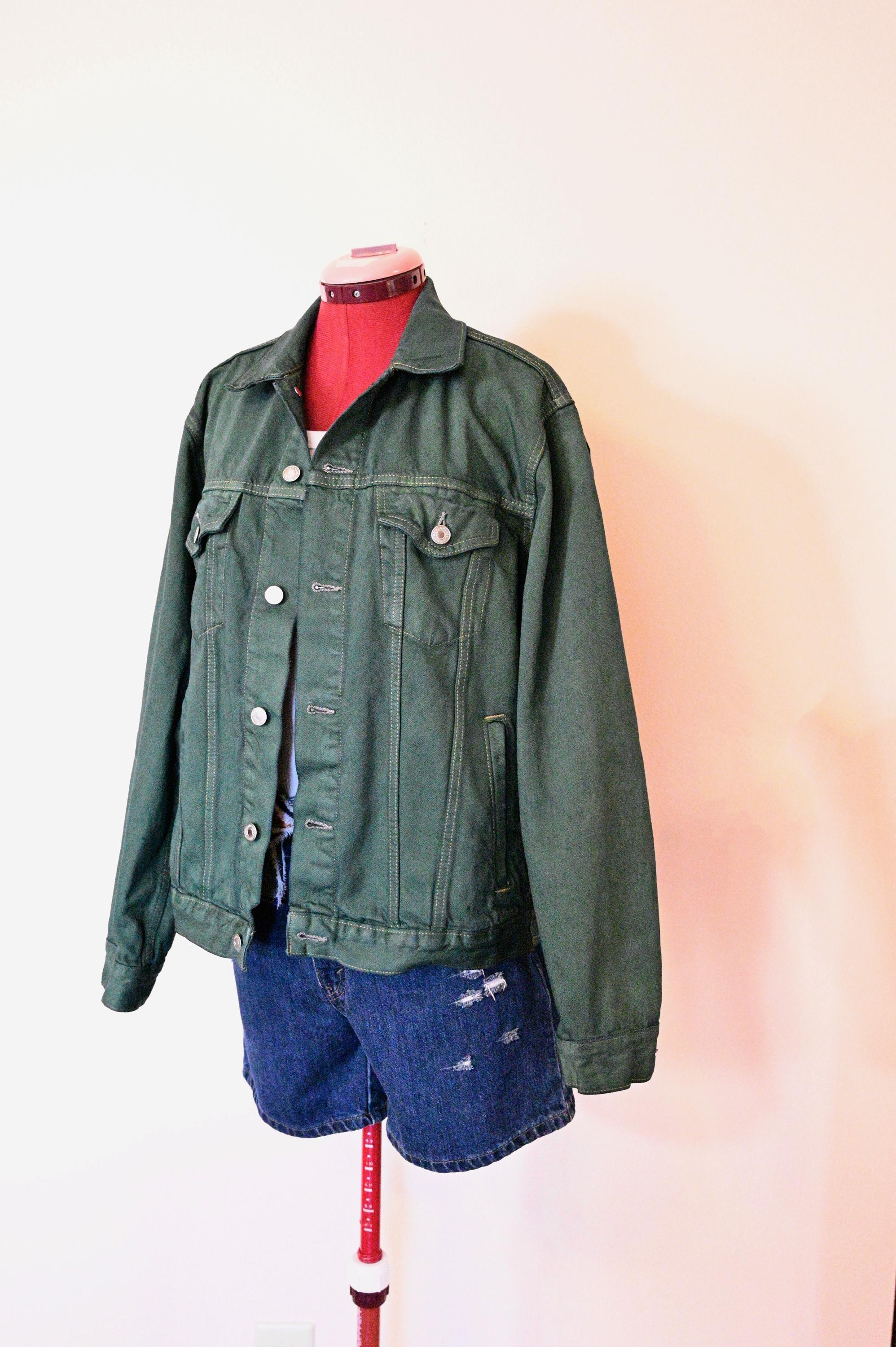 vintage Green shoulder yoke denim jacket Denim Jacket - Army Green 