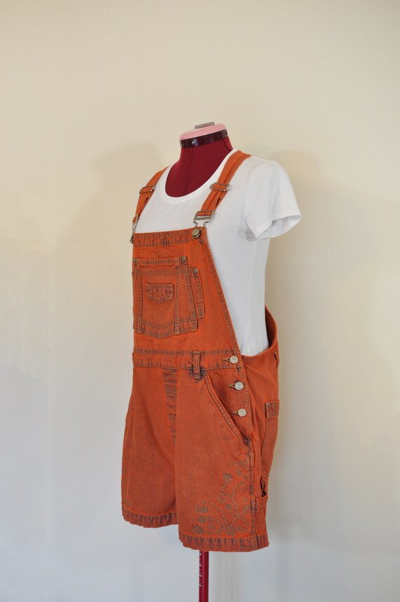orange overalls shorts