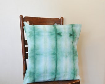 GREEN Dyed Pillow Cover Square Sham Envelope Style Dyed Shibori SQUARE Pattern Tie Dye Home Decor Design - 18" x 18" Pillow Cover #48