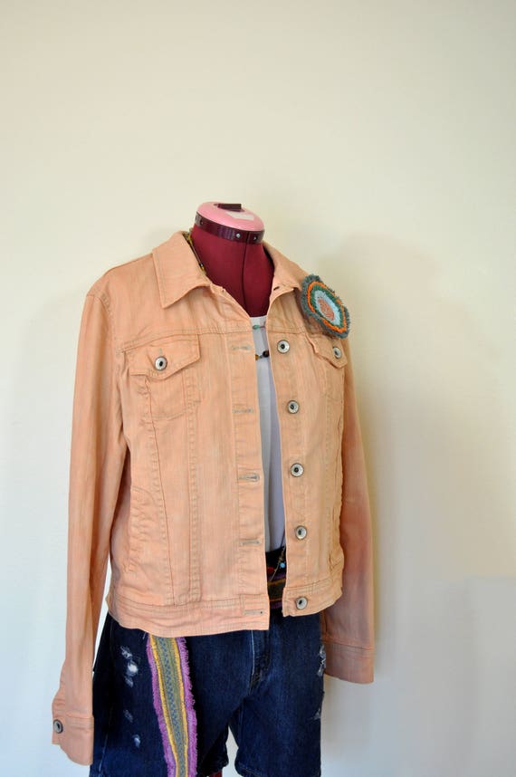 peach jean jacket
