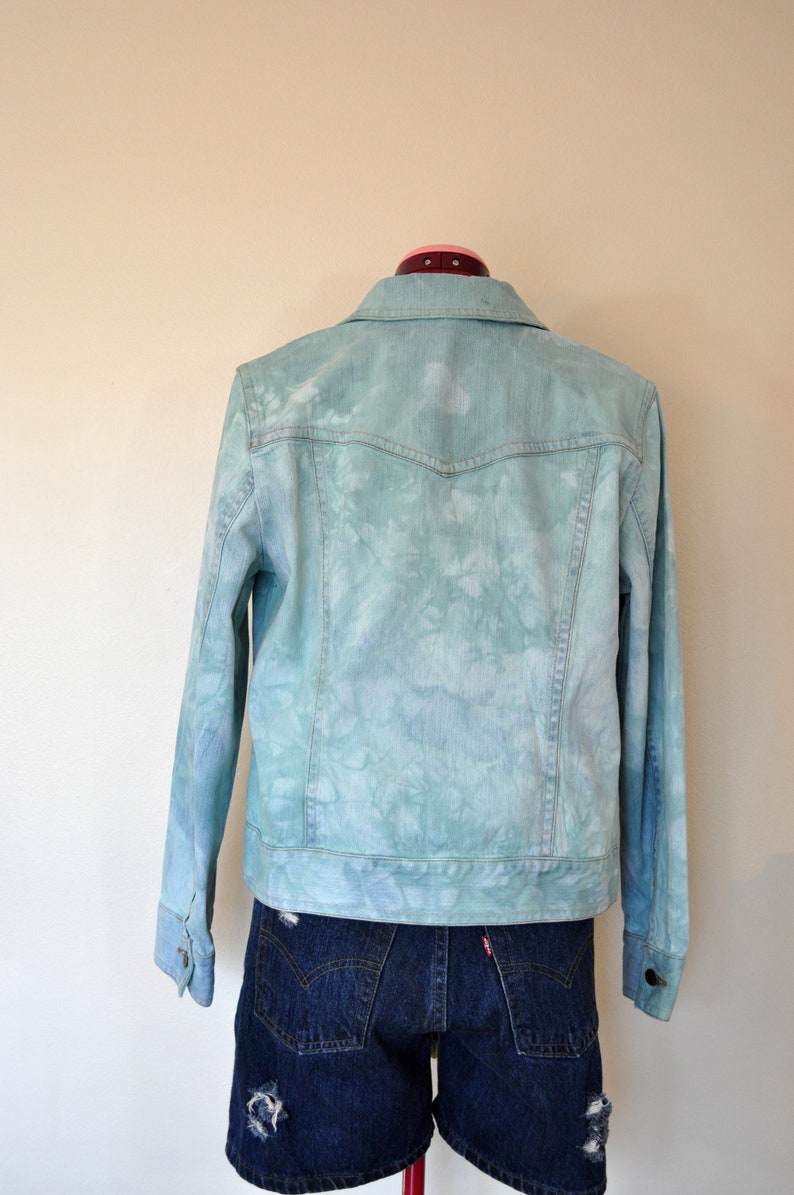 Mint Womens Medium Denim JACKET Teal Green Dyed Upcycled Liz Claiborne