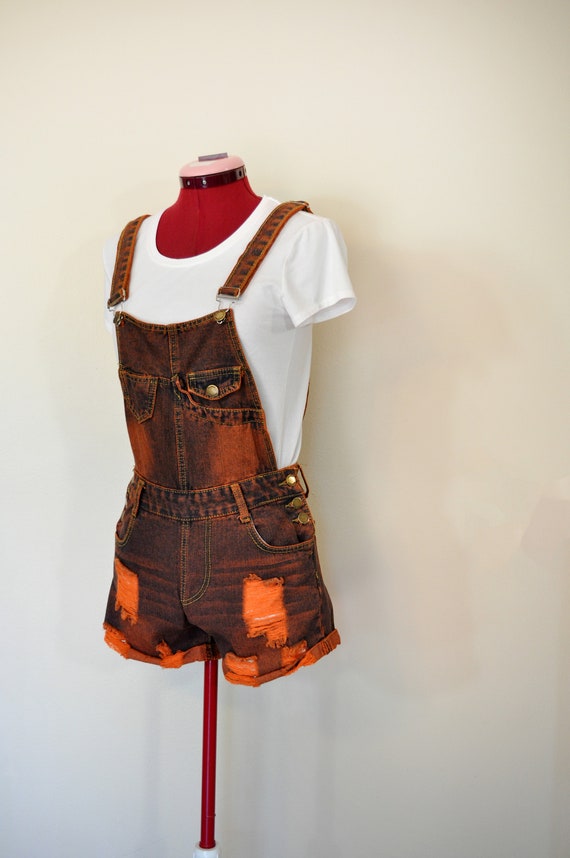Orange XS Bib OVERALL Shorts Burnt 