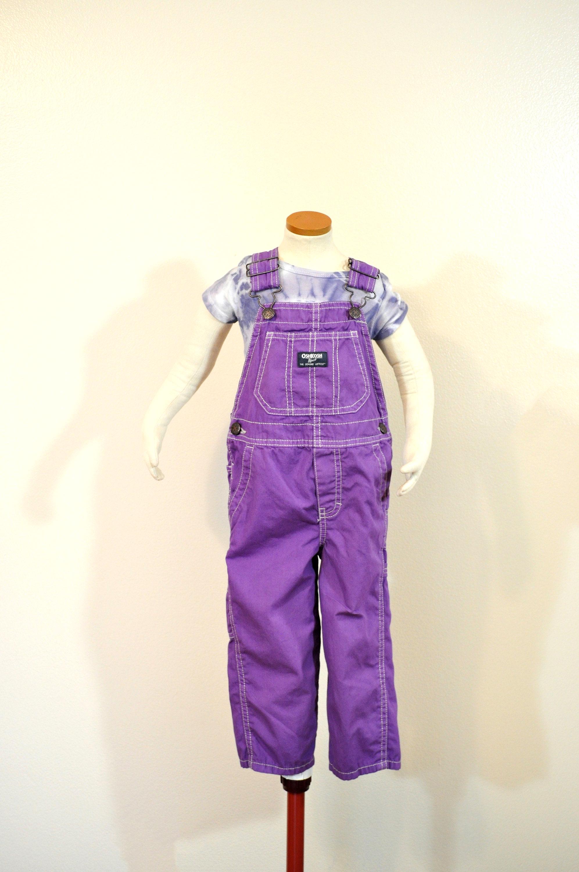 Purple Dyed Kids 2T NEW Oshkosh Cotton Bib OVERALL Pants (24W X