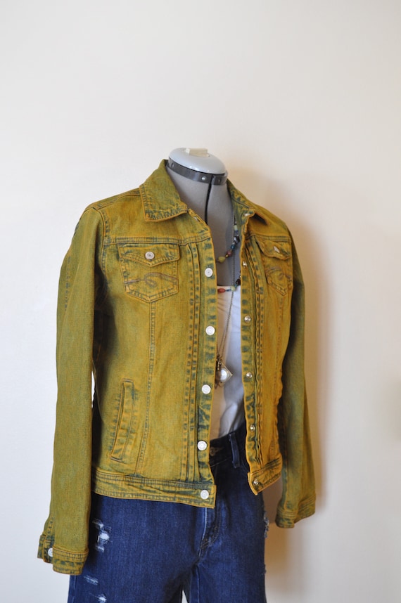 Gold Kid XXL Denim JACKET Gold Dyed Upcycled Vintage Limited Too Denim Trucker Jacket Teen Juniors Girls XXL 38 Chest Etsy Canada