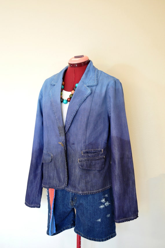 Blue Medium Denim Blazer JACKET - Royal Navy Blue… - image 4