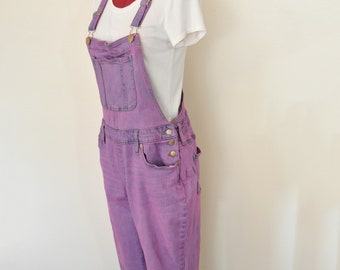 Pink Jrs. XL Bib OVERALL Pants Petal Pink Dyed Upcycled No Boundaries  Cotton Denim Overalls Adult Womens Size Juniors XL 40 W X 27L 