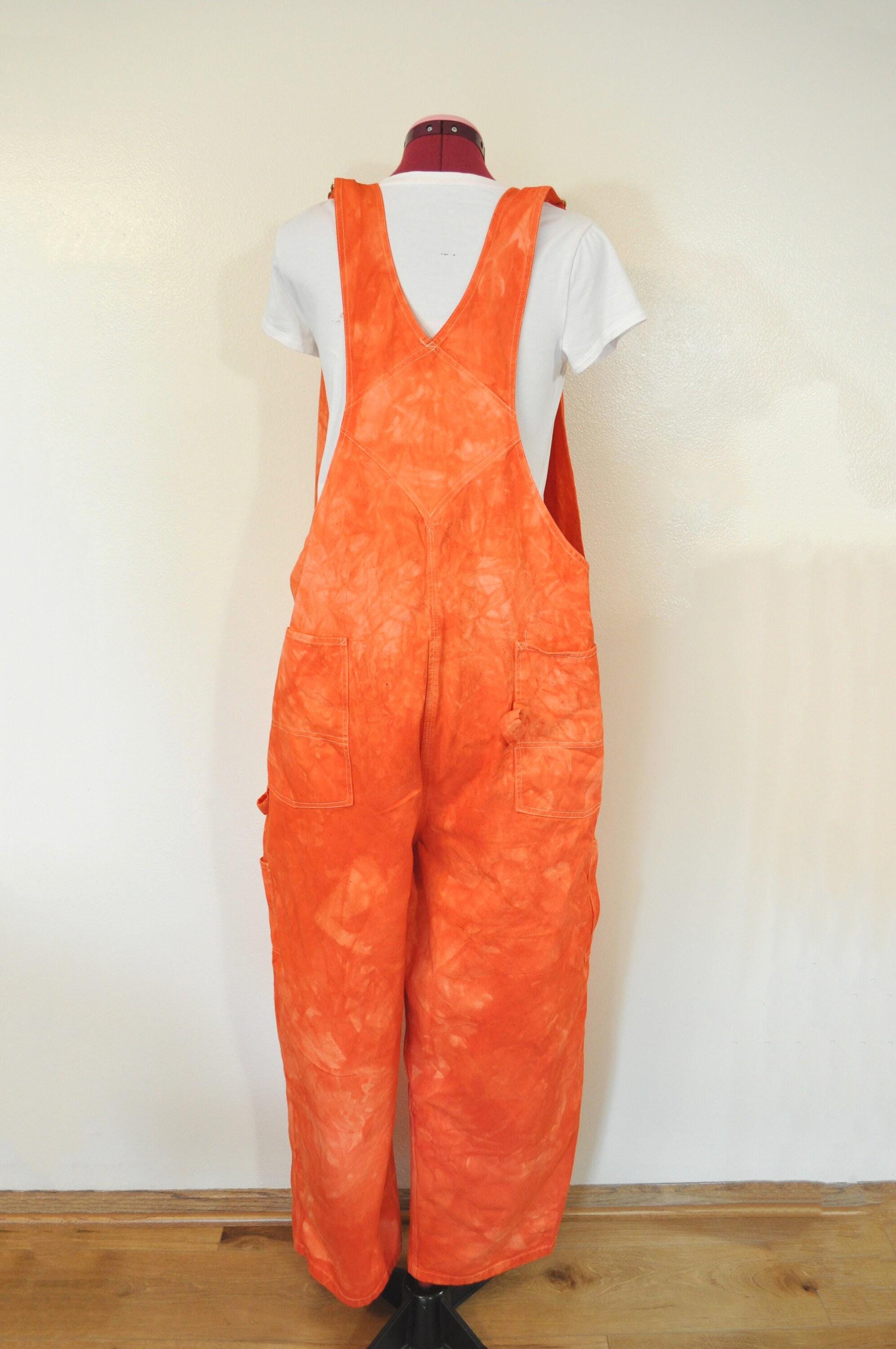 Orange Dyed Mens Extra Large NEW Rugged Blue Painters Bib Overalls
