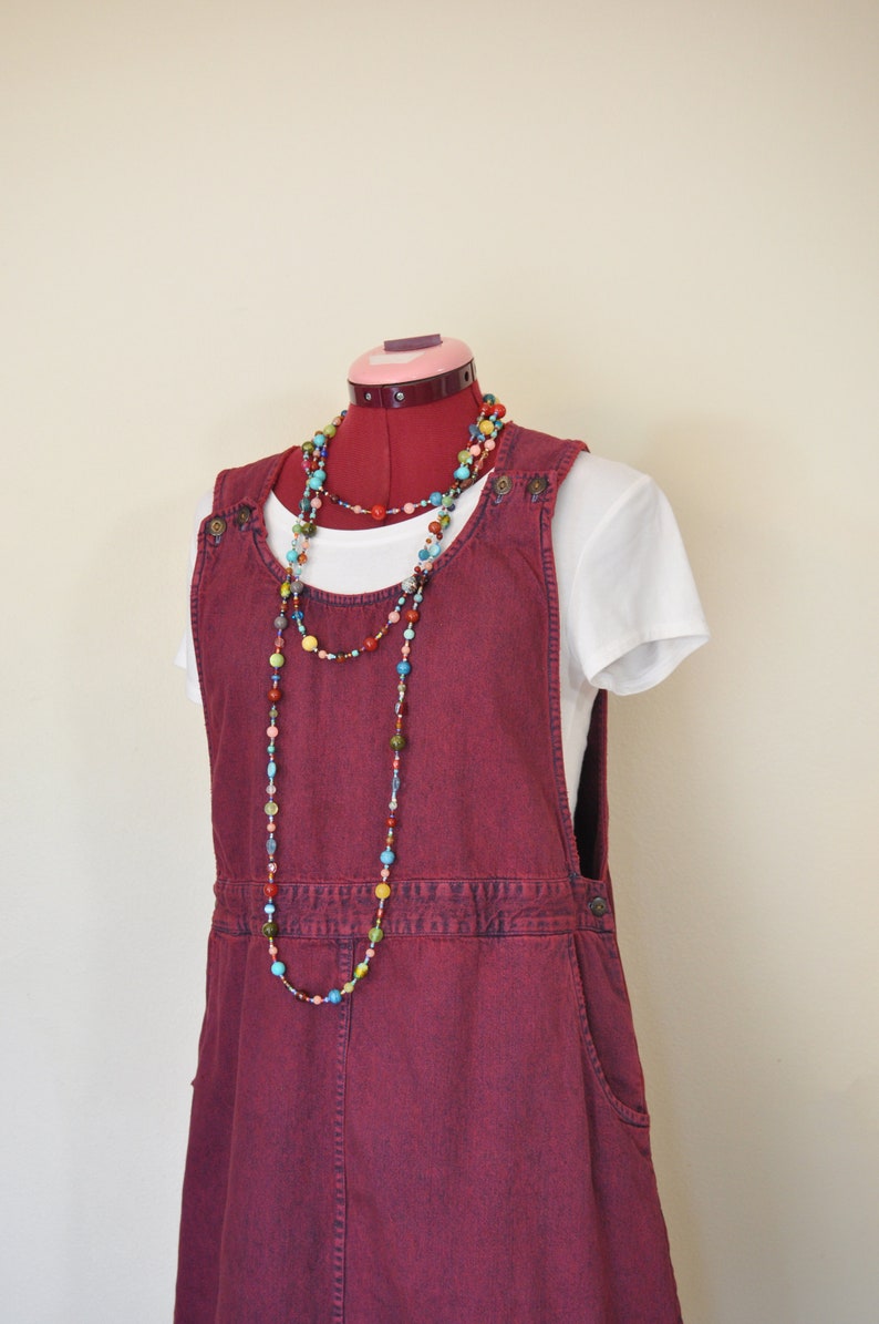 Beaded NECKLACE 48 Goes with Everything Necklace 117 Multiple Pastel Colors Orange Green Red Aqua Gold Seed Bead Glass Bead Long 24