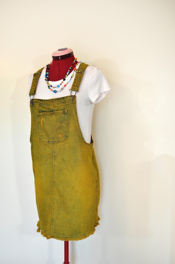Gold Dyed Womens Juniors Medium Upcycled Wild Fable Denim Overall DRESS  (36" Waist) - Etsy