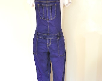 Purple Dyed Womens Juniors Medium Upcycled Indigo Blue Bib OVERALL Pants  (32W x 27L)